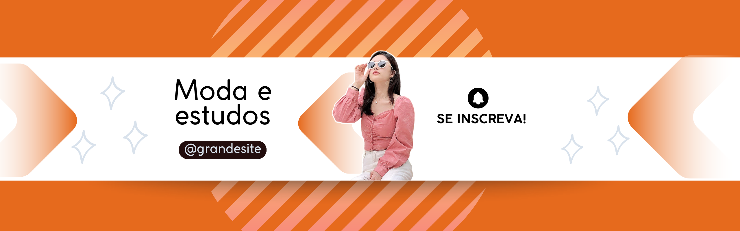 Influencer live moderno preto branco banner do youtube